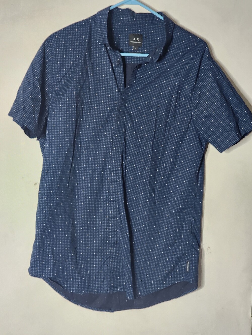 Armani Exchange Men's Navy Short-Sleeve Printed Shirt